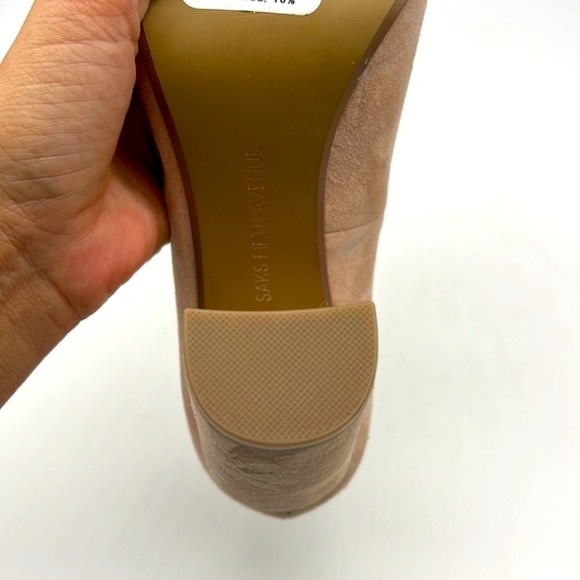 Saks Fifth Avenue - Light Pink Suede Pointed Toe Block Heels Size 7.5 - Picture 9 of 16